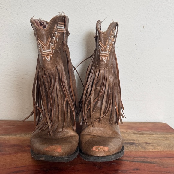 Roper Girls Brown Fringe Tassel Western Cowgirl Boots Little Kids 12 - Picture 2 of 9